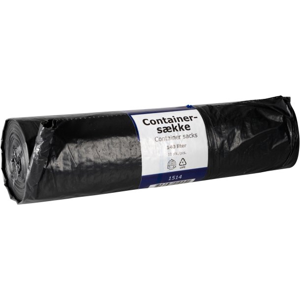 Containersk 140 l sort, LDPE/recycle, 92x144,5cm, 12rl af 10stk.