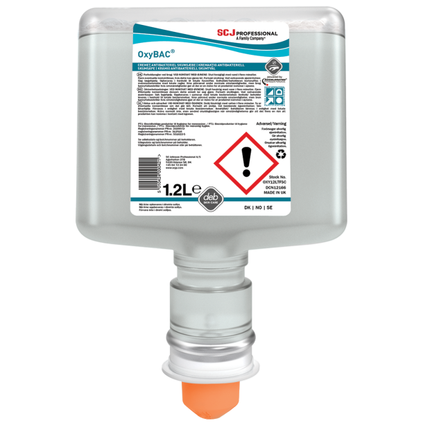 Antibakteriel skumsbe, SC Johnson OxyBAC Foam, 1200 ml, uden farve og parfume, 3 stk.