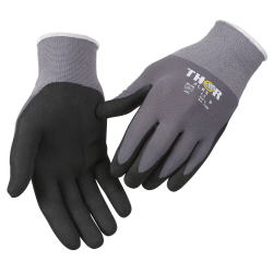Handske, fingerdyppet nitril, THOR Flex, 9, sort, polyester/nitril, lycra overhnd