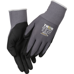 Handske, fingerdyppet nitril, THOR Flex, 9, sort, polyester/nitril, lycra overhnd