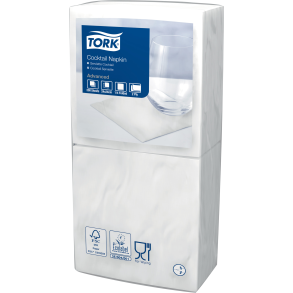 Frokostserviet, Tork Advanced, 2-lags, 1/4 fold, 24x24cm, hvid, nyfiber, 12pk af 200stk., 2400 stk.