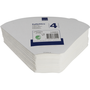 Kaffefilter, filterpapir, 1X4, bleget, 12pk af 200 stk