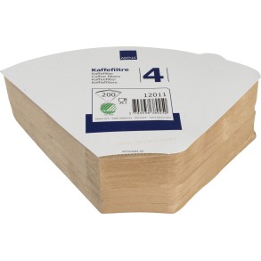 Kaffefilter, filterpapir, 1X4, ubleget, 12pk af 200stk.