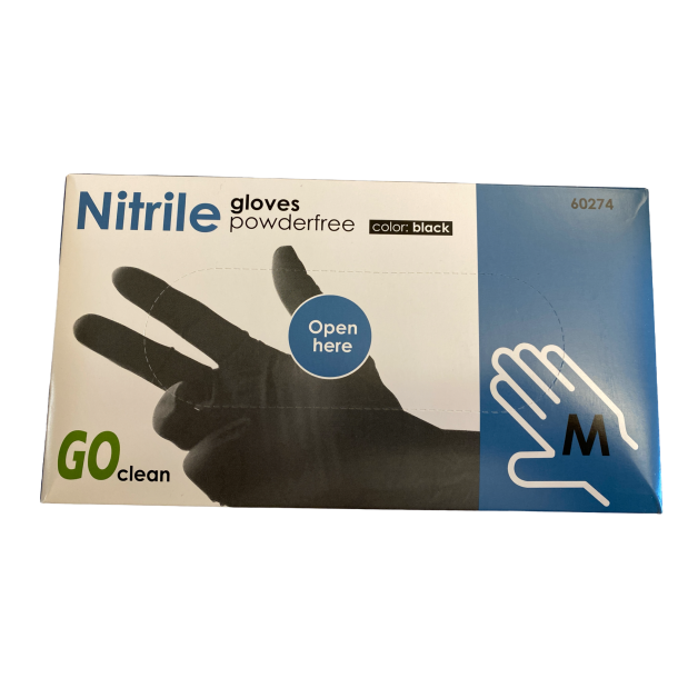 Nitrilhandske, Sort, 5gr., Str. M, 100 stk.