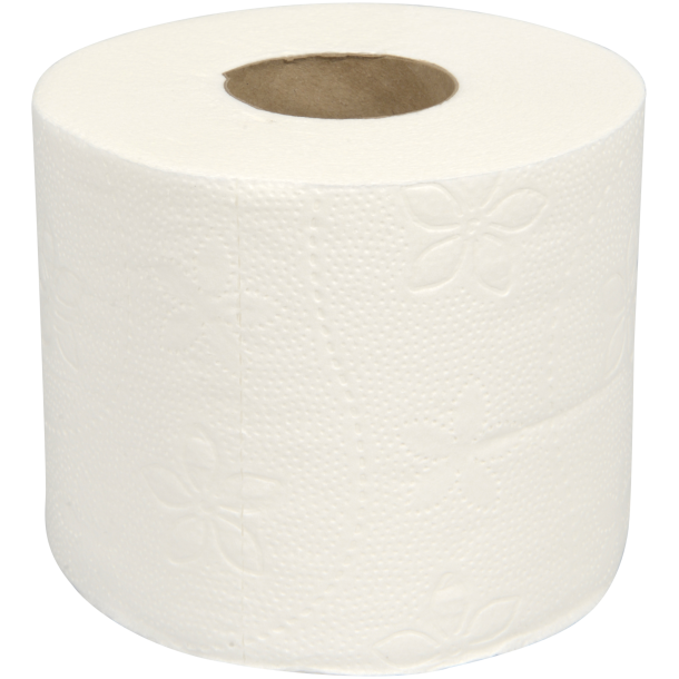 Toiletpapir, neutral, 2-lags, 44m x 9,5cm, 12cm, hvid, 100% nyfiber, 56 rl