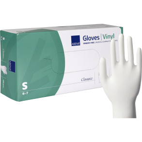 Handske, Classic, S, klar, vinyl, pudderfri, 100 stk.