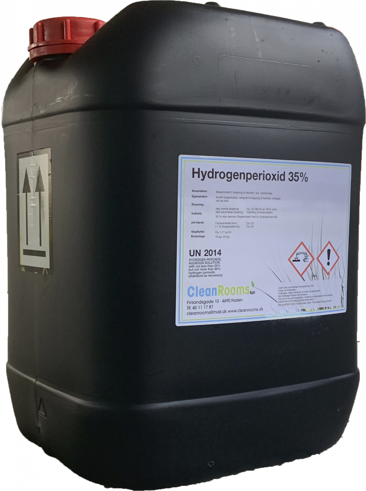 idiom dyr sælge Hydrogenperoxid 35% 22 kg - Kemi til svømmehaller, svømmebassiner og spa -  Cleanrooms ApS